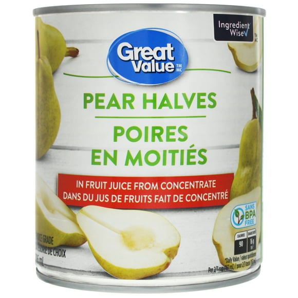 Great Value Pear Halves in Fruit Juice from Concentrate