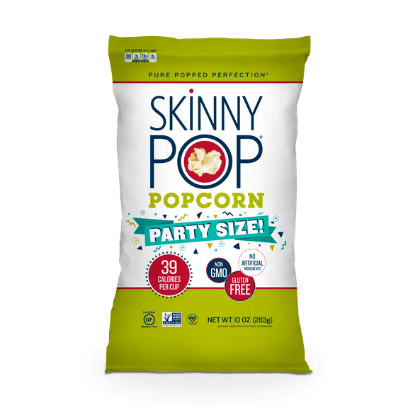 SkinnyPop Gluten-Free Original Popcorn Snack, 10 oz Party-Size Bag