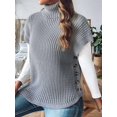 thumbnail image 4 of Womens Cap Sleeves Sweater Vest Turtle-Neck Ribbed Knit Tank Tops Basic Slim Fit Top Grey One size, 4 of 9