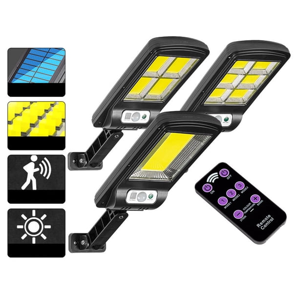 Xihbxyly Luces Solares para Exterior con Sensor de Movimiento, Ip65 a Prueba de Agua, 3 Modos de Iluminación con Control Remoto, Luces de Seguridad de Pared para Patio, Jardín y Puerta de Entrada, Fá