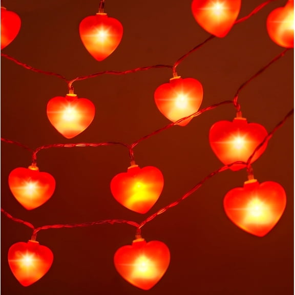 Zsiparty Valentine Day Decor, 19.69 ft 3D Red Heart Lights Twinkle Fairy String Lights for Valentines Decorations Home Wedding Party