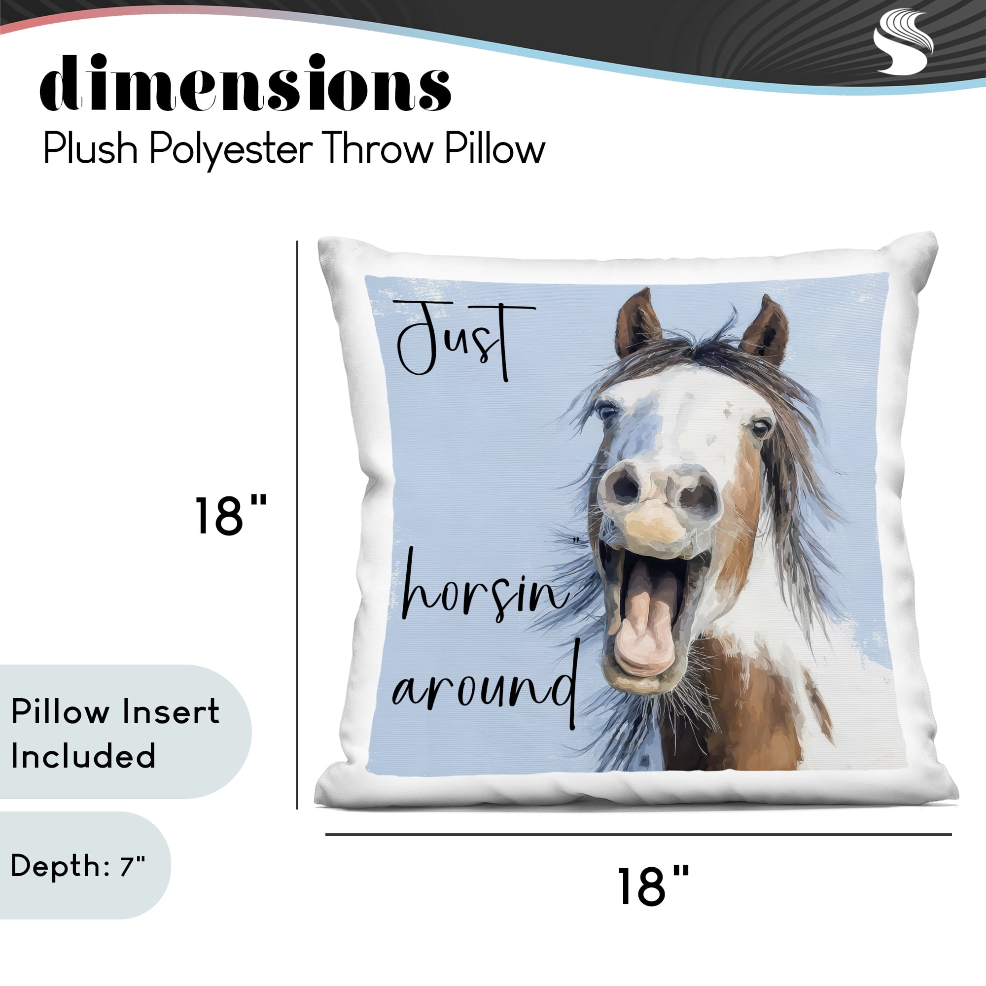Stupell Industries Just Horsin' Around Decorative Printed Throw Pillow, design by Kim Curinga, 18 x 7 x 18