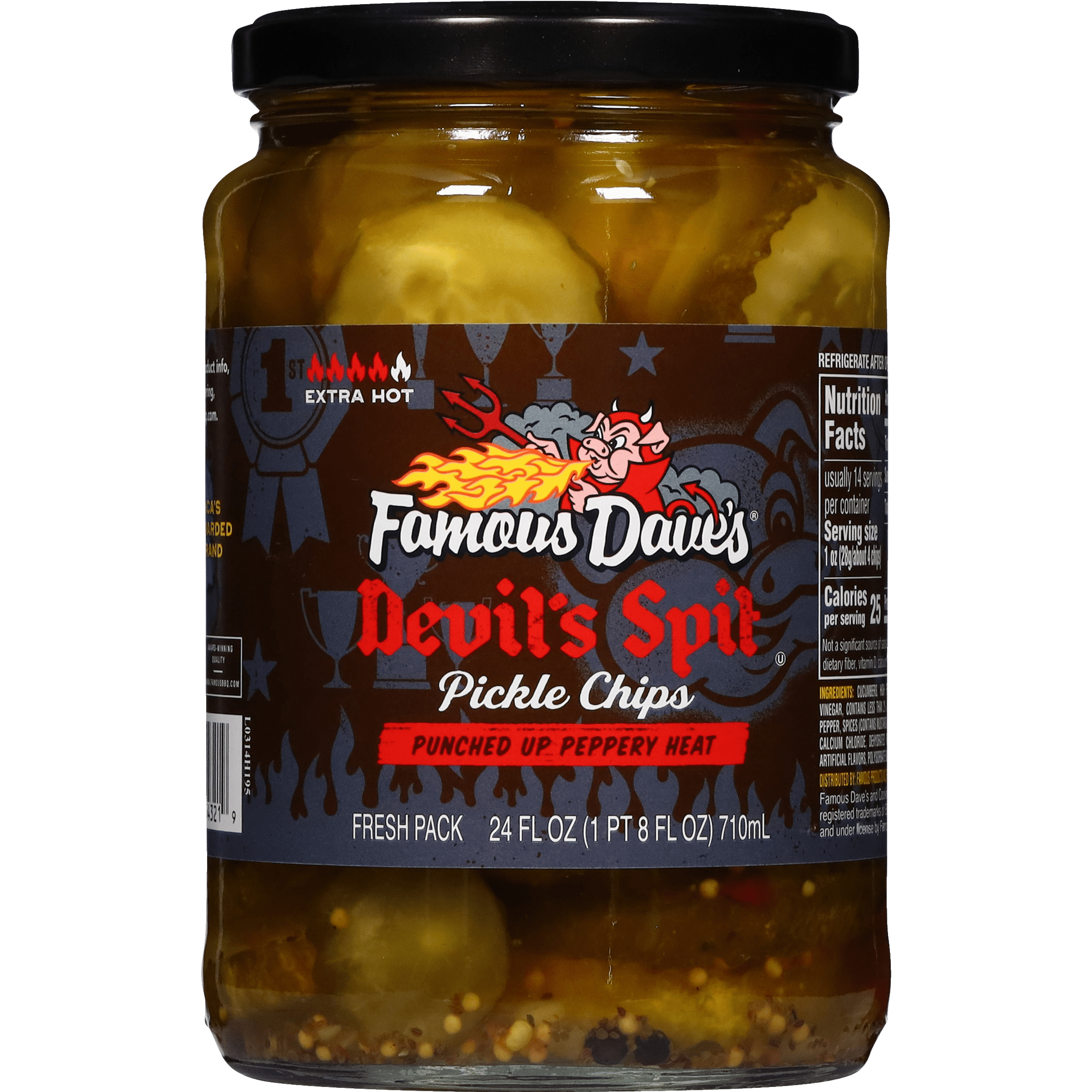 (4 pack) Famous Dave's Devil's Spit™ Pickle Chips, 24 fl oz Jar