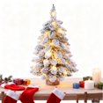 thumbnail image 3 of XEAZON Mini Christmas Trees for Tabletop, 18In Snow Flocked Christmas Tree with LED Lights and Wood Base, Small Christmas Pine Tree, Christmas Ornaments for Indoor Table Desk Home Shop Bar Party, 3 of 9