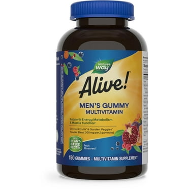 Nature's Way Alive! Men's Gummy Multivitamin, High Potency B-Vitamin Complex, Supports Muscle Function*, Fruit Flavored, 150 Gummies 150 Count (Pack of 1)