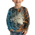 thumbnail image 3 of Psesaysky Toddler Boys Long Sleeve Shirts 2 Pack Fantasy Wolf Graphic Casual Comfotable Crewneck Tops, Trendy Fall Winter Layering Tees, 9-10 Years, 3 of 6