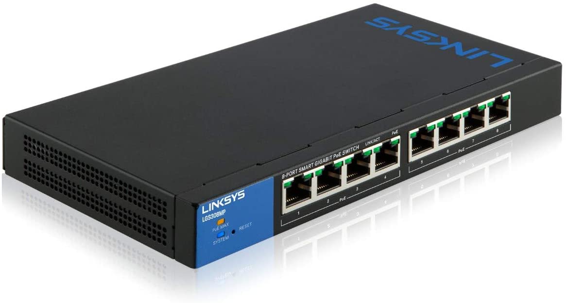Linksys 8Port PoE+ Smart Gigabit Network Switch, Black
