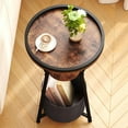 thumbnail image 6 of Round Side Table, Small Drink Table for Small Spaces, 3-Tier Industrial End Table, Accent Nightstand Bedside Table for Living Room, Bedroom, Sofa Couch, Rustic Brown, 6 of 8
