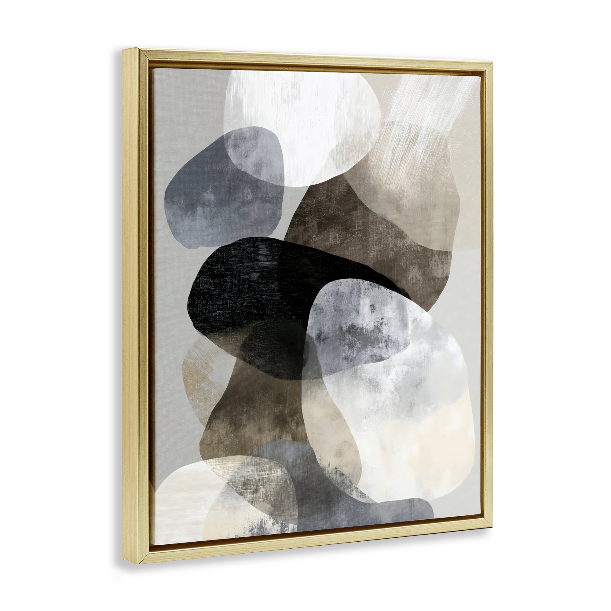 Stupell Industries Thoughts In Muted Layers Gold Framed Floater Canvas Wall Art, design by Ink Drop Loft