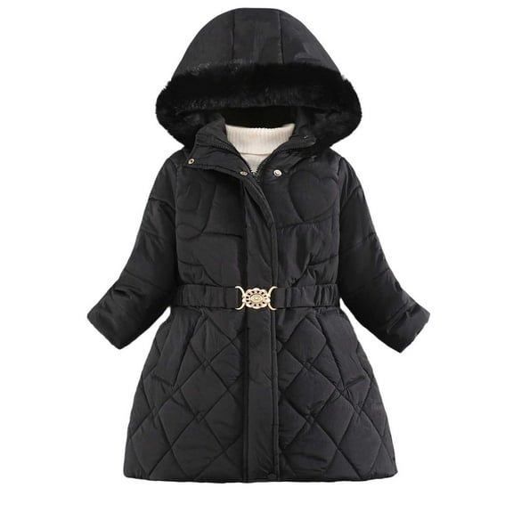Liyamei Toddler Boys Girls Winter Coat Hooded Jacket Wear Thicken Windproof Zipper Warm Outwear Girls Winter Coat Size 3-4 Years