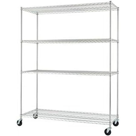 

Basics 4-Tier Adjustable Wire Shelving with Wheels for Kitchen Garage Laundry Room NSF Certified 600 to 1800 Pound Capacity 60\u201D by 24\u201D by 54\u201D Black