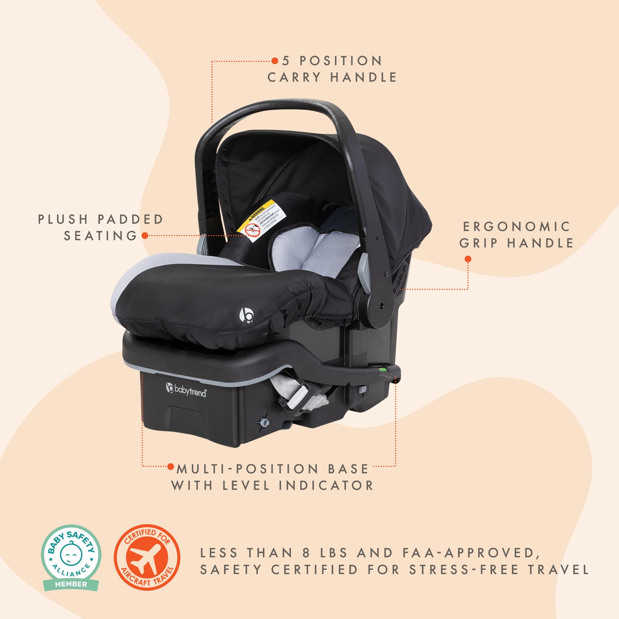 Baby Trend EZ-Lift Plus Lightweight Infant Car Seat, Cozy Cover  Base, Stormy