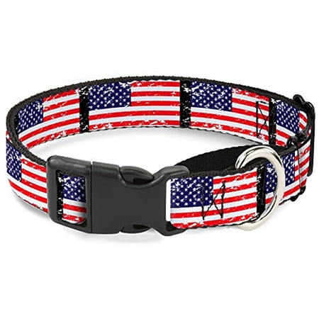 Buckle-Down United States Flags Weathered Black Martingale Dog Collar