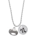 thumbnail image 1 of Delight Jewelry Silvertone Oval with Music Notes Silvertone Script Initial Disc - N - Charm Necklace, 20"+3", 1 of 4