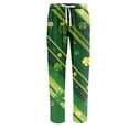 thumbnail image 4 of Domuza St Patricks Day Pajama Pants Men Shamrock Graphics Drawstring Stretch Waist Home Trousers Soft Loose Fit Lounge Sleepwear with Pockets Light Green M, 4 of 5