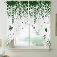 thumbnail image 2 of Green Spring Botanical Swag Valances for Windows, Kitchen Curtains 36 Inch Length 2 Panels Set, Weeping Eucalyptus Butterfly Short Curtains for Small Windows Rod Pocket Cafe Curtains Drapes 28"x36", 2 of 8