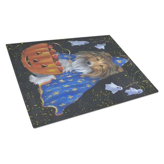Carolines Treasures PPP3186LCB Sheltie Halloween Witch Glass Cutting Board Large, 12H x 16W, multicolor