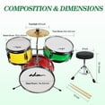 thumbnail image 5 of ADM 3-Piece Junior Drum Set for Kids Beginners, Kids Drum Kit with Full set of silent mats, Adjustable Throne, Cymbal, Pedal & Drumsticks - Red, Yellow, Green, 5 of 7