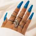 thumbnail image 2 of Geometric Copper Ring Set Fashion Plated Multi-Piece Rings Combination Ethnic Rings Trendy Jewelry Gift for Women and, 2 of 2
