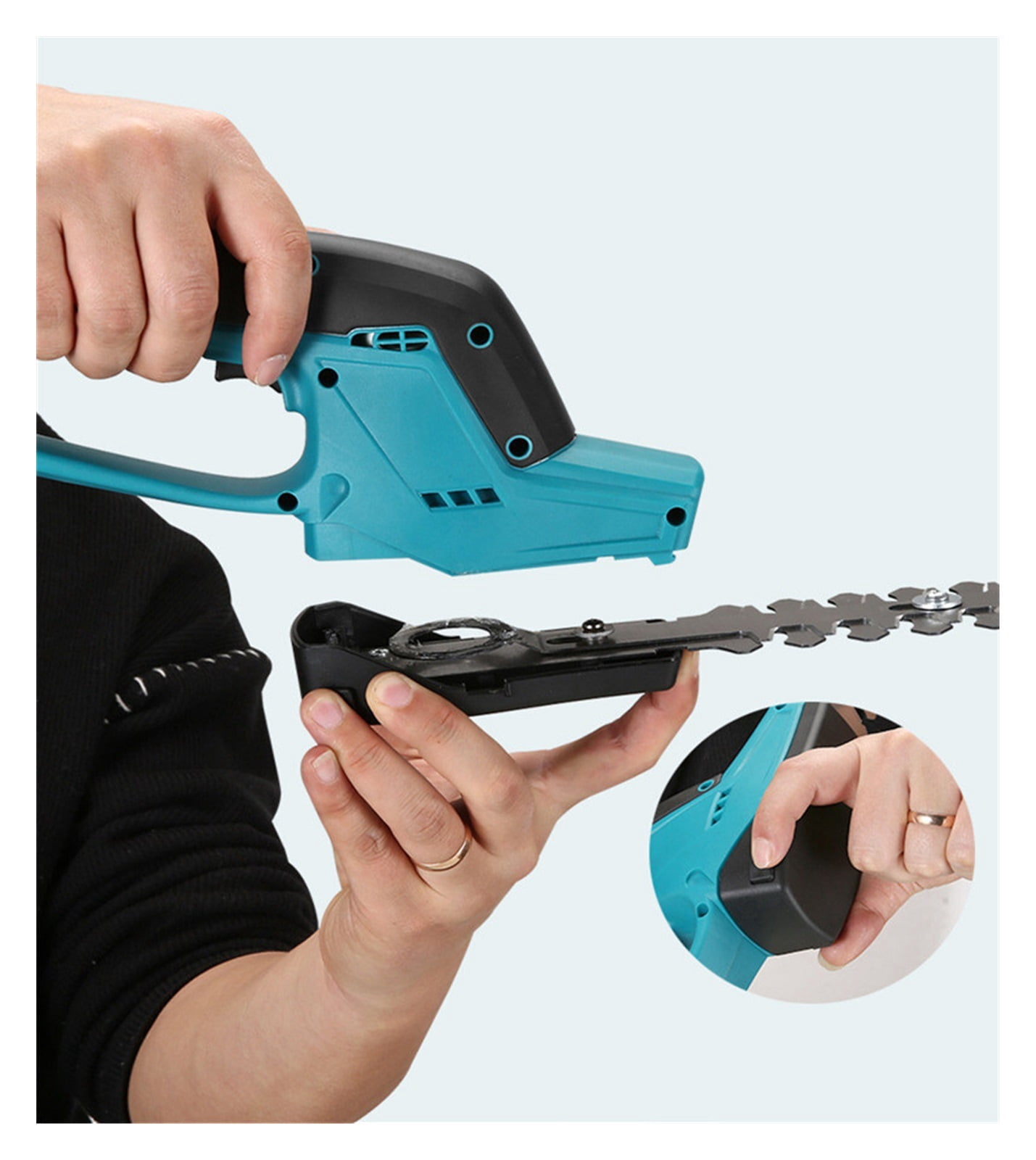 2 In 1 Cordless Electric Hedge Trimmer Rechargeable Handheld Shrub Weeding Pruning Mower Garden Tools For 18V Battery ,2 IN 1 Trimmer & Edger