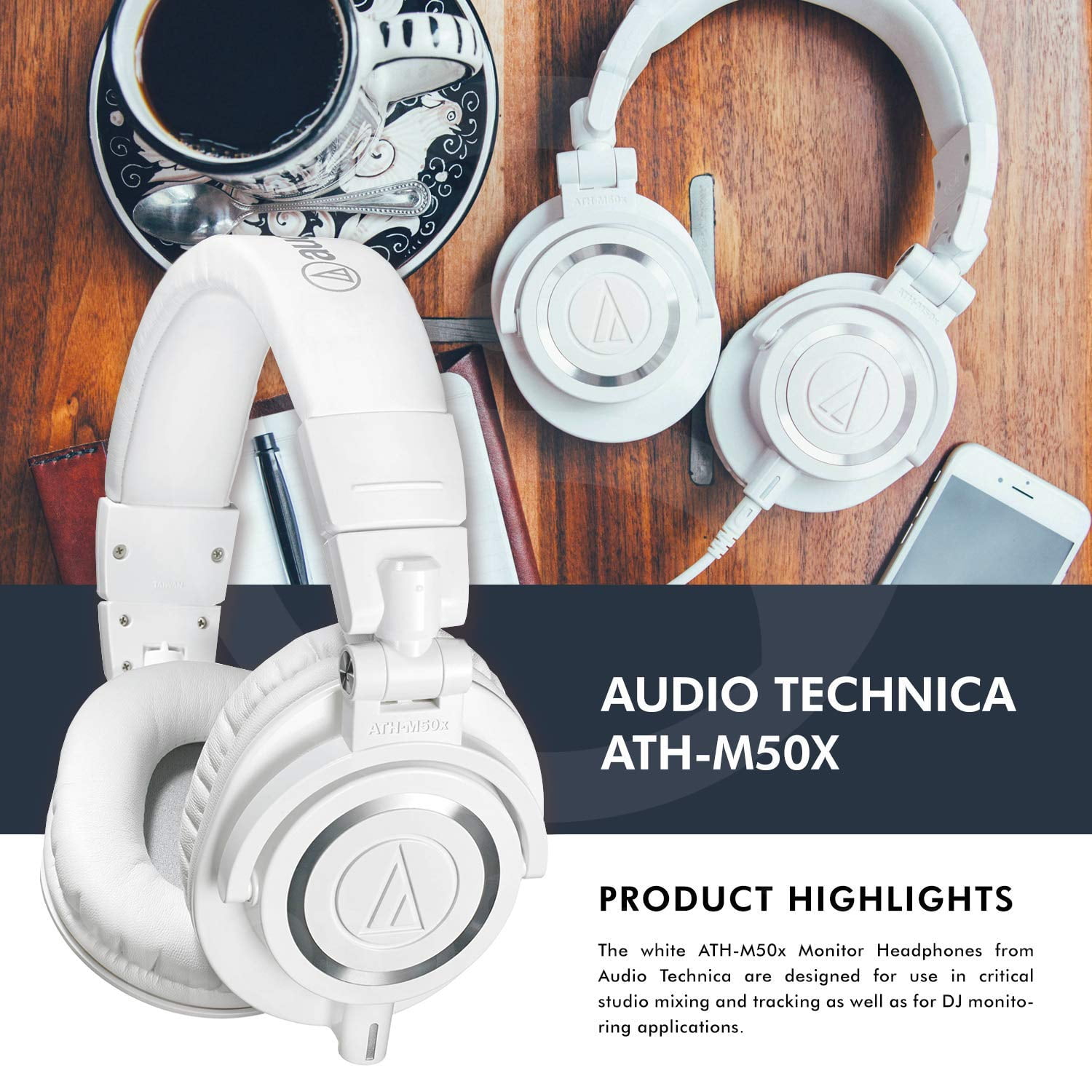 Auriculares AUDIO-TECHNICA M50X WHITE - Addiaudiovisual