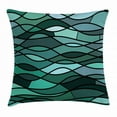 thumbnail image 1 of Teal Throw Pillow Cushion Cover, Abstract Mosaic Waves Ocean Inspired Expressionist Pattern Marine Design Image, Decorative Square Accent Pillow Case, 16 X 16 Inches, Dark Green Aqua, by Ambesonne, 1 of 2