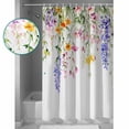 thumbnail image 3 of Extra Long Shower Curtain 72x96 Inch, Watercolor Flowers Shower Curtain Waterproof Bathroom Decor Spring Purple Pink Flower Green Leaf Fabric Bath Curtain Set Accessories with Hooks, 3 of 6