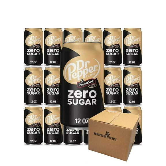 Dr pepper ZERO Cream soda, 12 fl oz, 18 cans, total 216 fl oz