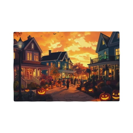 

Placemats Set of 4 / 6 Halloween Street Party A Placemats for Dining Table Indoor/Outdoors Heat Resistant Washable Placemats 18 x 12