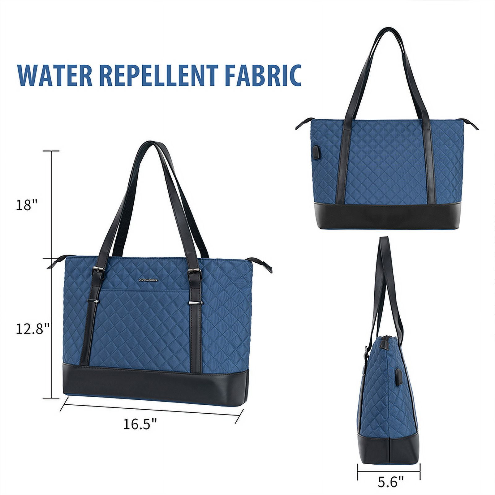 KROSER Laptop Tote Bag 15.6" Computer bag Shoulder Bag Women Handbag (Quilt)-Blue