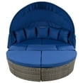 thumbnail image 3 of xCloud GO Outdoor Rattan Daybed Sunbed with Retractable Canopy, Round Sectional Sofa Set in Gray Wicker, Blue Washable Cushions, Clamshell Seating for Backyard & Porch, 250 lbs/Seat, 3 of 15
