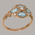 thumbnail image 2 of LBG British Made 9k Rose Gold Womens Ring Natural Diamond & Blue Topaz Statement Ring - 33 size options - Size 7.5, 2 of 6