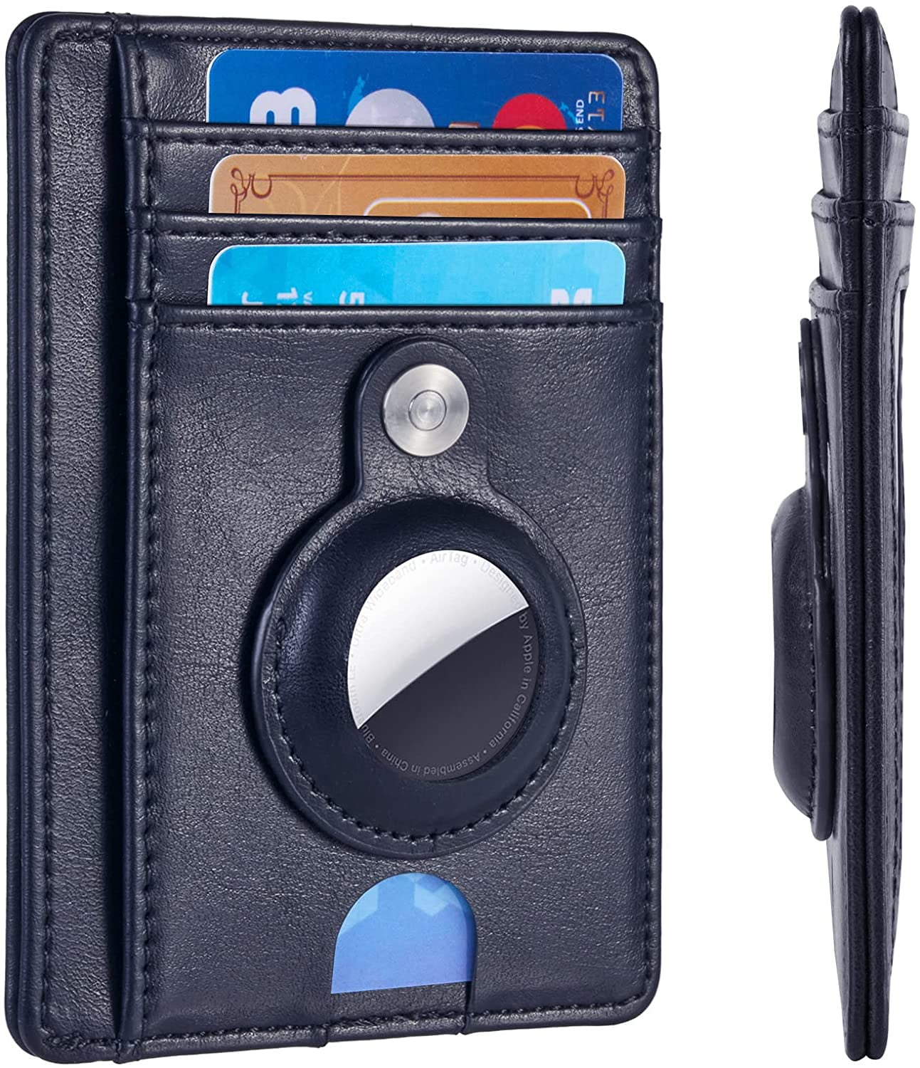 Apple AirTag Wallet, Minimalist Pocket-Sized Genuine Leather Credit Card  Holder with RFID Technology, Slim Money Clip and Smart Wallet for Men