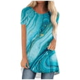 thumbnail image 1 of Pisexur Tunique Fluide à Manches Courtes à Manches Courtes Tops Imprimée à la Palangre d'Été Décontractée pour Femmes Tops à Porter avec des Leggings, 1 of 5