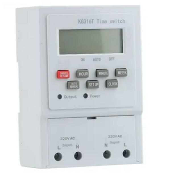 Interruptor Temporizador de Riel DIN KG316T, Pantalla LCD, 220 V, Microordenador, Control de Tiempo, Alta Capacidad Antiinterferencias.