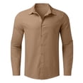 thumbnail image 4 of CUZIBR Boys Long Sleeve Shirts Solid Color Button Down Casualturndown Collar Classic Fit Blouse Top Loose School Uniform Oxford Solid Classic Collared Shirt Truck dailywear,Coffee,13-14 Years, 4 of 4