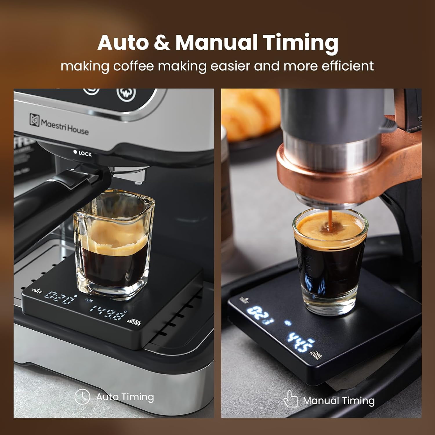 Coffee Scale with Timer Small, Apexstone Espresso Scale with Timer Small,  Espresso Coffee Scale with Timer for Pour Over Coffee (Batteries Included)