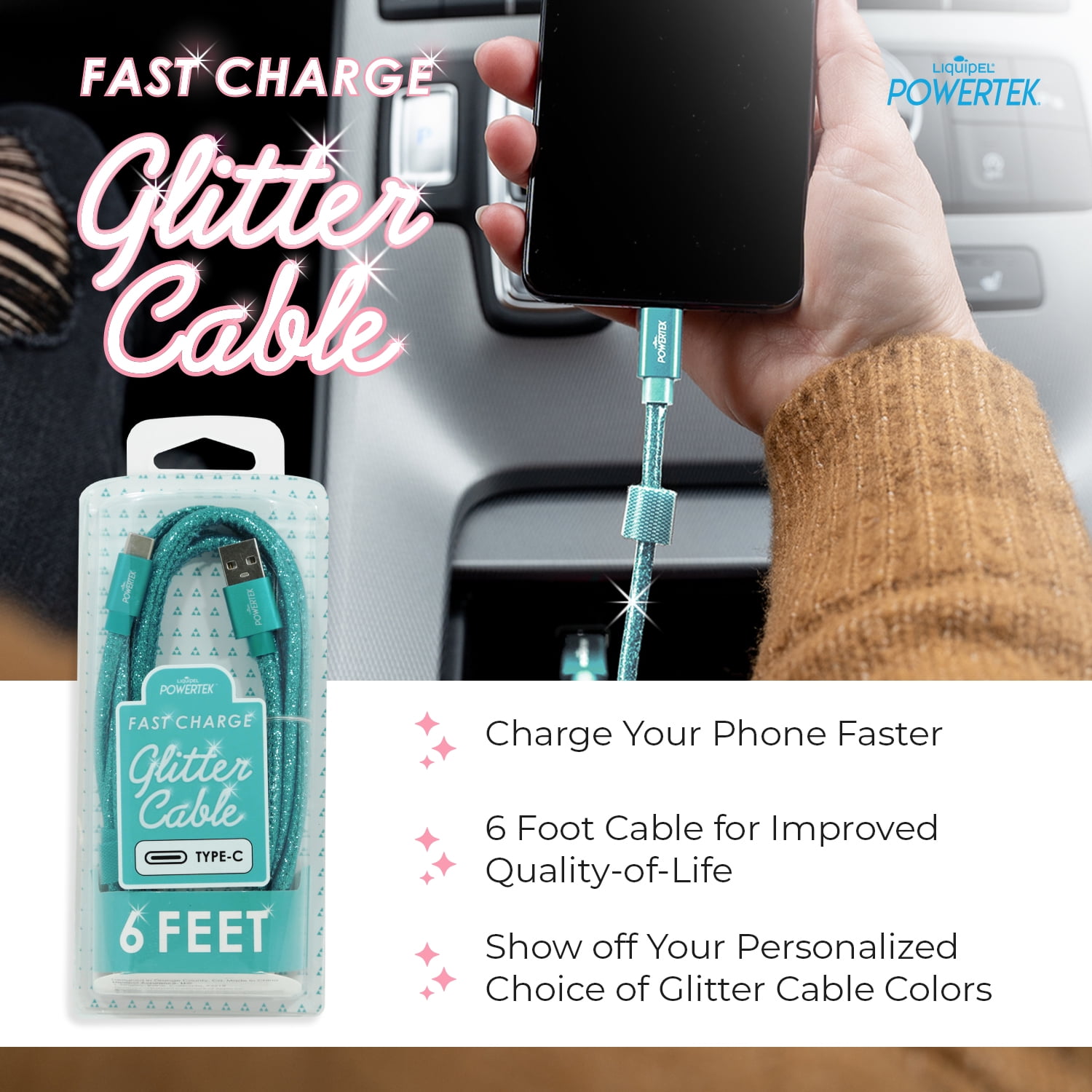 Liquipel Powertek Glitter Type C Cable