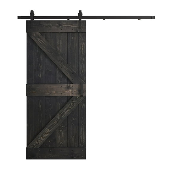 Coast Sequoia Inc Coast Sequoia 36in x 84in K Series Pine Wood Sliding Barn Door With Hardware Kit Ebony