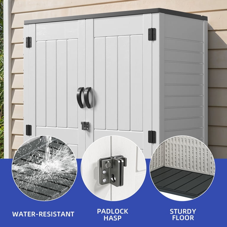 小物 OUATofficescarfgray Uforic Outdoor Storage Shed, 59 Cu Ft Tool Shed Ideal for Garden