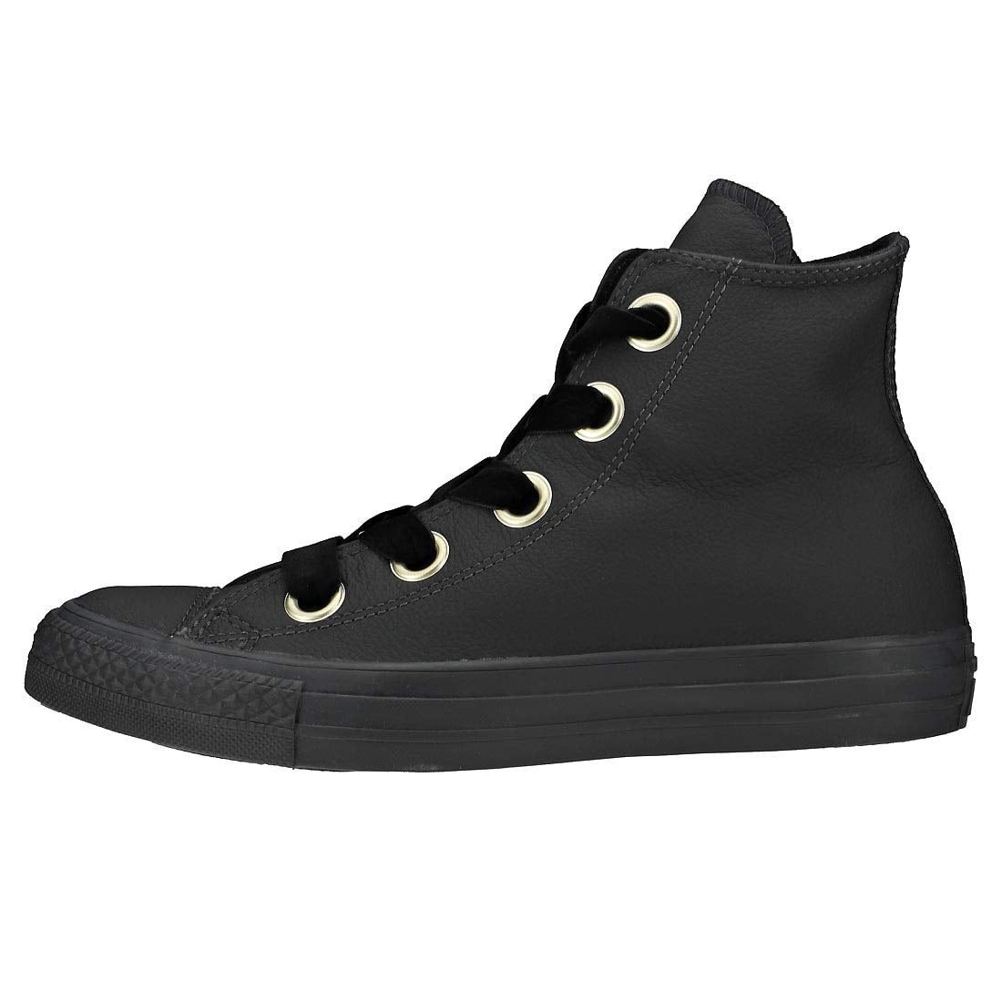 black converse with gold eyelets