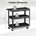 thumbnail image 3 of Costway 3-Tier Metal Utility Cart 400 lbs Storage Service Trolley Tool Storage Black, 3 of 9