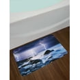 thumbnail image 2 of Nature Bath Mat, Summer Storm Flashes over the Rocks in Ocean Nightmare Theme Weather Nature Image, Non-Slip Plush Mat Bathroom Kitchen Laundry Room Decor, 29.5 X 17.5 Inches, Purple Grey, Ambesonne, 2 of 2