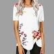 thumbnail image 2 of Blusas de Manga Corta para las Mujeres Botón Impreso Cuello Redondo Top Casual, Blusas para las Mujeres Casual, 2 of 5