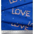 thumbnail image 3 of Soimoi Blue Cotton Voile Fabric Triangle & Floral Love Text Print Fabric by Yard 42 Inch Wide, 3 of 3