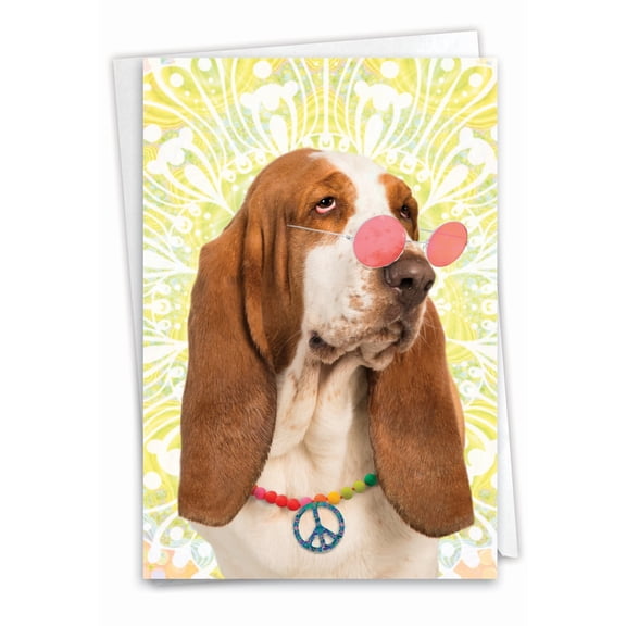 NobleWorks Funny Birthday Greeting Card with 5 x 7 Inch Envelope (1 Card) Bday Hippie Dog C9604BDG