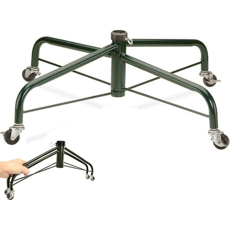 Rolling Tree Stand Stable Folding Rolling Christmas Tree Stands Metal ...