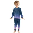 thumbnail image 3 of joogoo Starry Blue Gradient Stars 2 Piece Long Sleeve Tee and Pants Cotton Pajama Set 8Y, 3 of 7