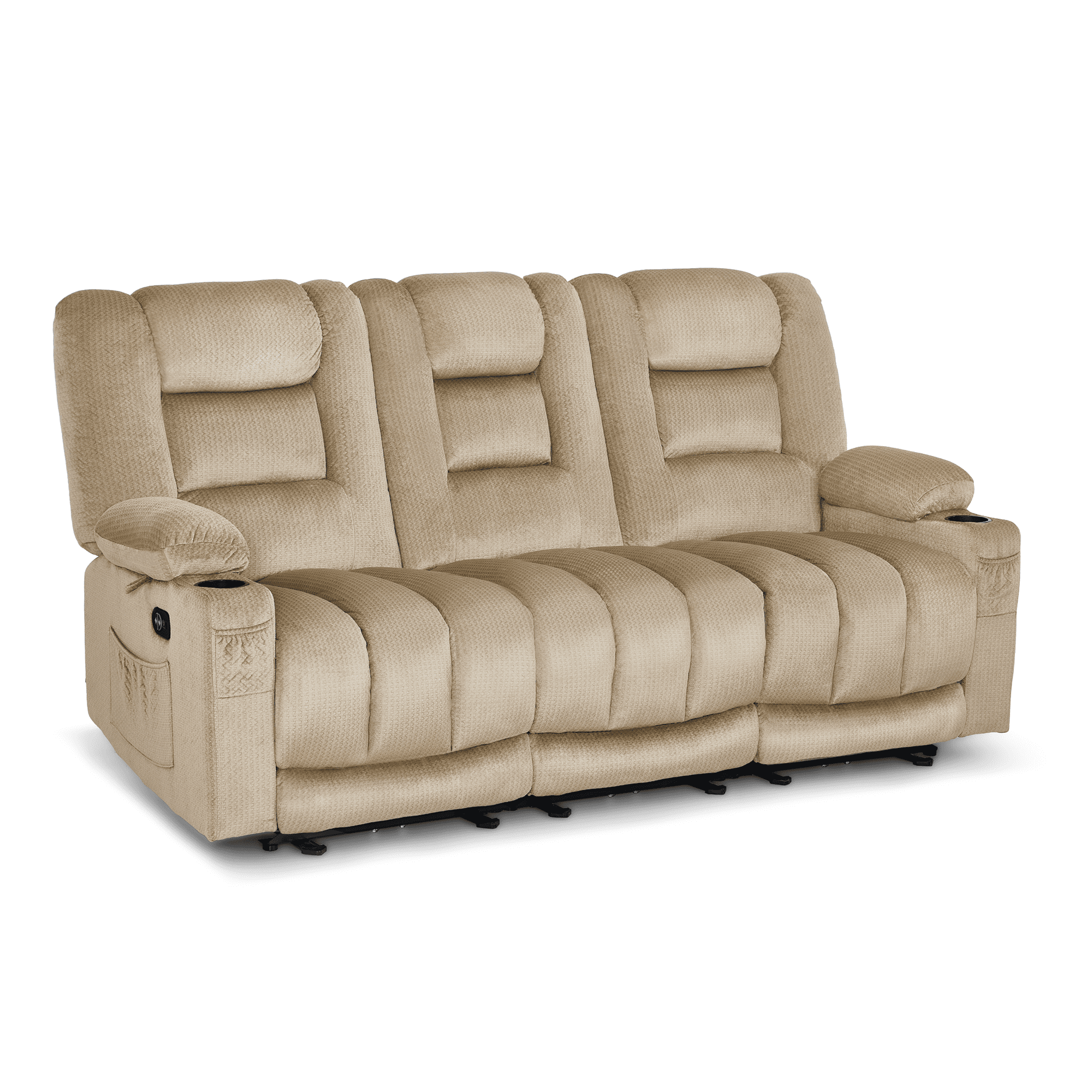 MCombo 3 Seater Zero Gravity Power Reclining Sofa for Living Room, Fabric, Beige