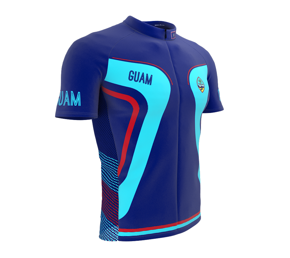 Guam Full Zipper Bike Short Sleeve Cycling Jersey for Men Size L